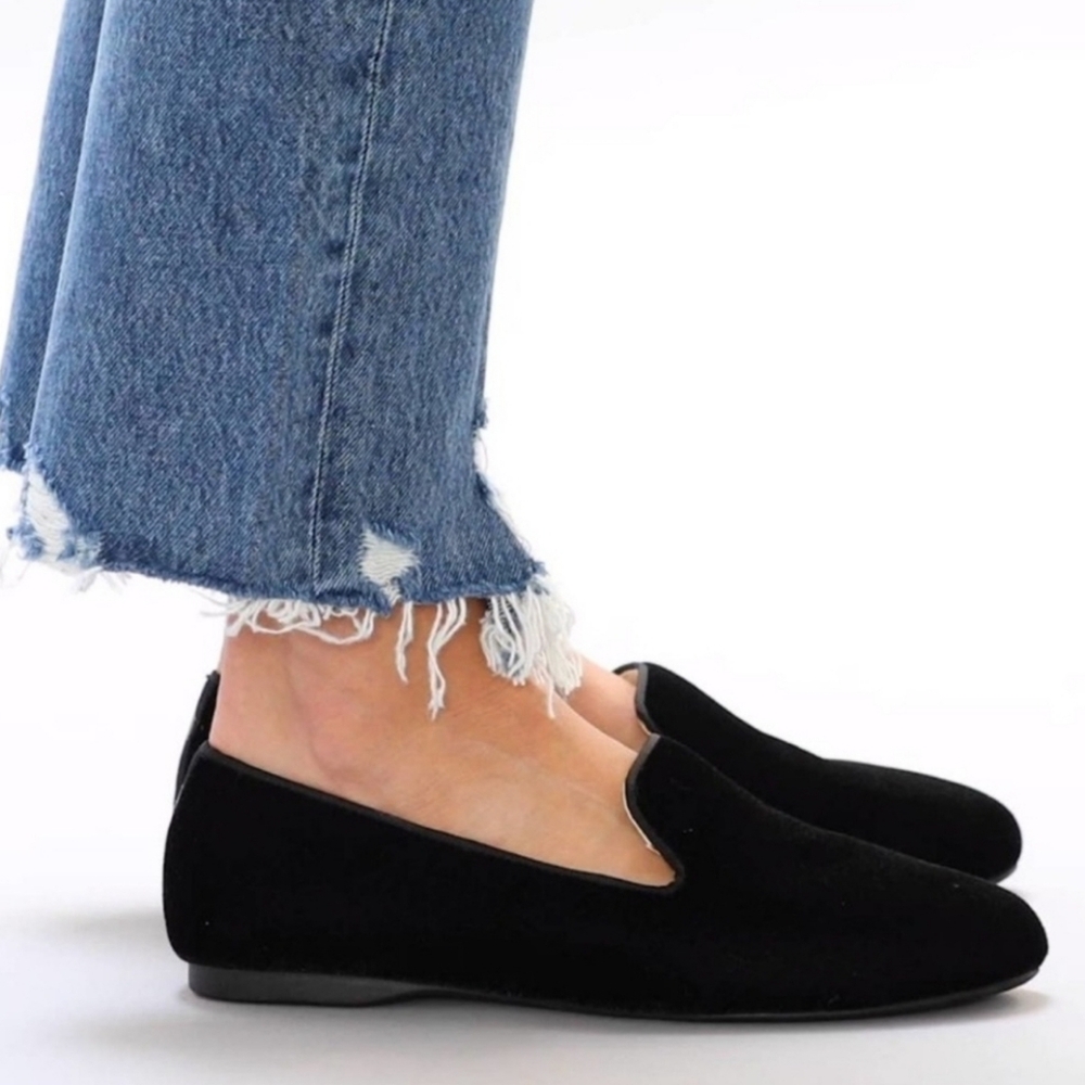 Birdies Black Velvet Loafers